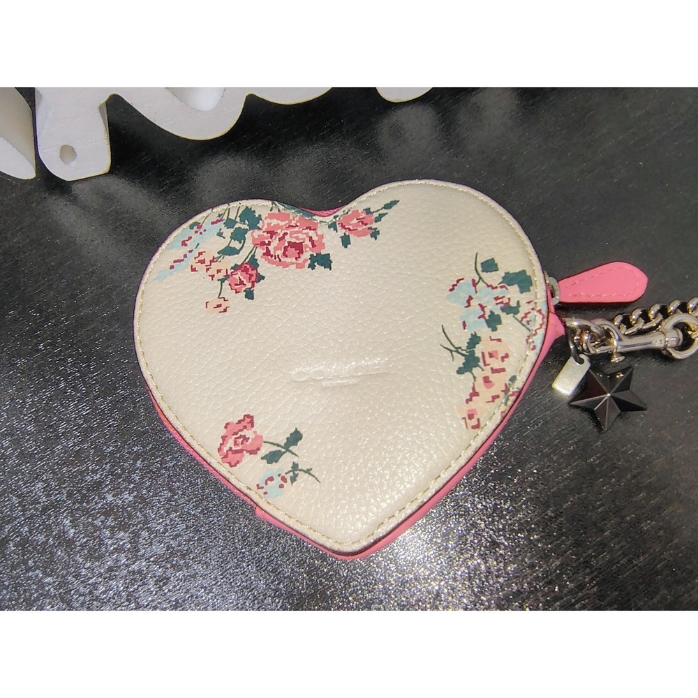 Coach Elvis Presley Love Me Tender Heart Coin Purse Leather Floral Rare 2016 - Picture 5 of 12